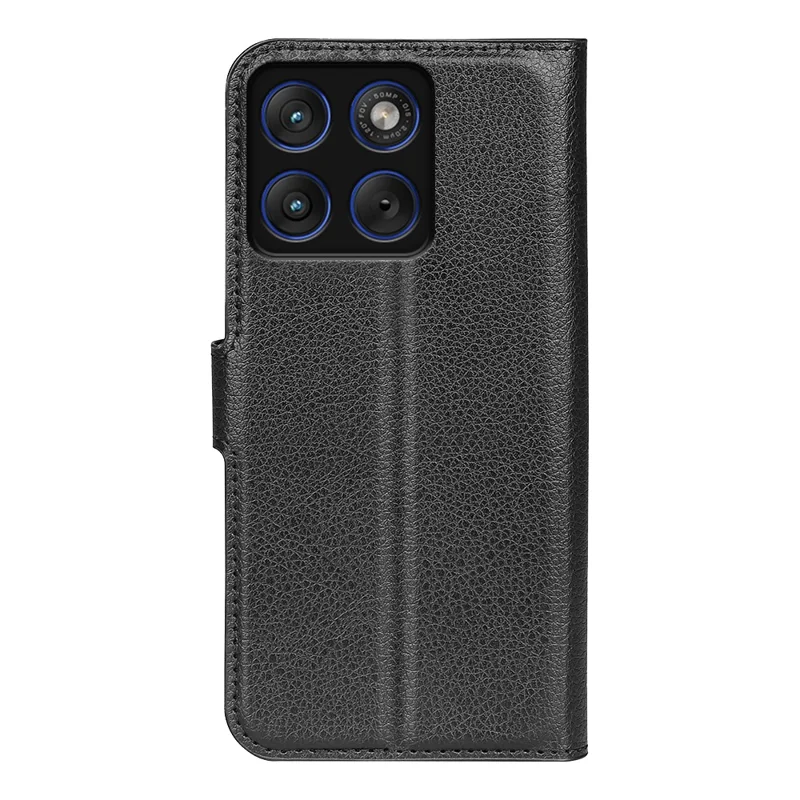 For Motorola Edge 70 Max 5G Case Wallet Stand Litchi Texture Shockproof Leather Phone Cover - Black
