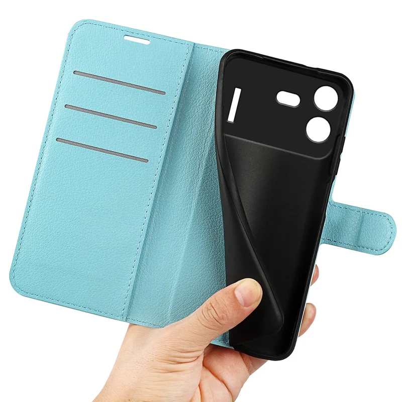 For Nothing Phone (4b) Case Wallet Stand Litchi Texture Shockproof Leather Phone Cover - Blue