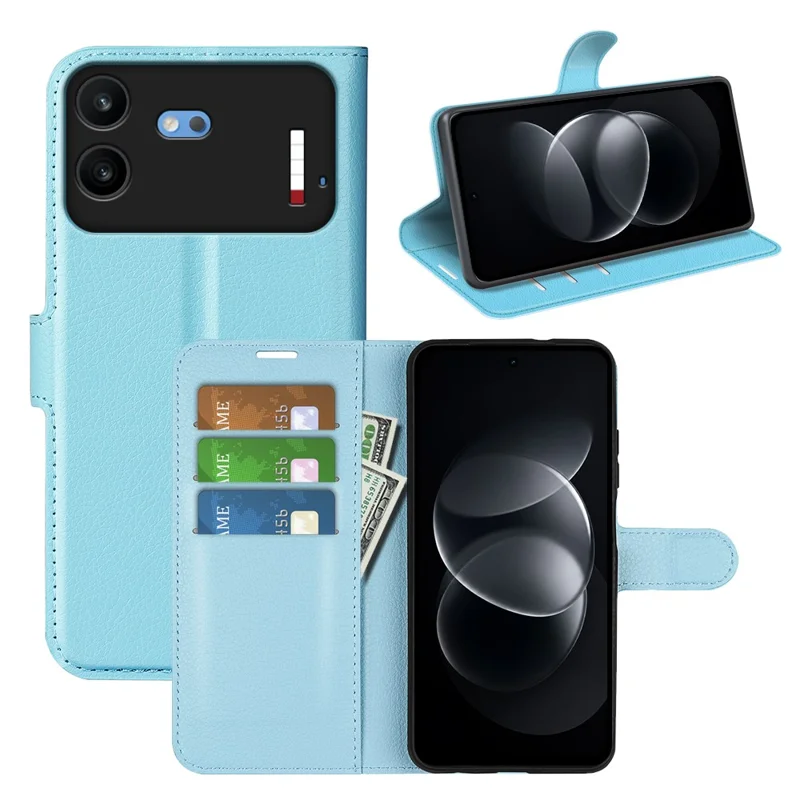 For Nothing Phone (4b) Case Wallet Stand Litchi Texture Shockproof Leather Phone Cover - Blue