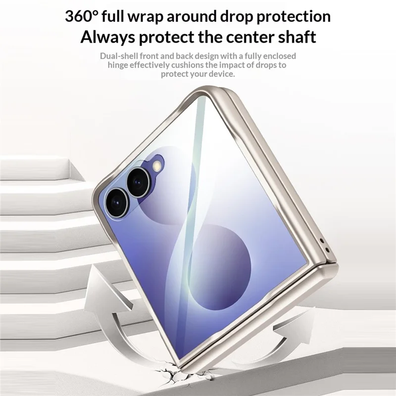 For Samsung Galaxy Z Flip8 Case with HD Screen Protector Magnetic Rotating Kickstand Tech Fabric + PC Phone Cover - Orange