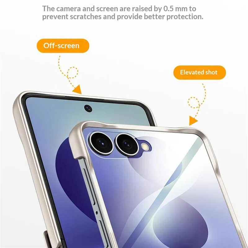 For Samsung Galaxy Z Flip8 Case with HD Screen Protector Magnetic Rotating Kickstand Tech Fabric + PC Phone Cover - Orange