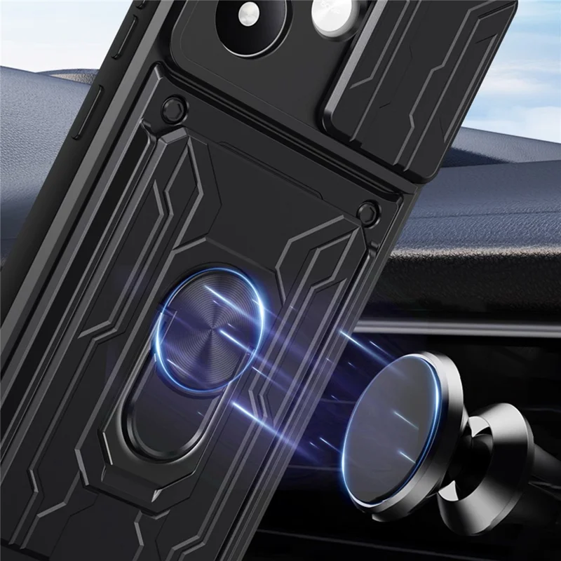 Til Xiaomi Redmi Note 17 Pro 5G Case PC + TPU støtteben Telefon bagside dæksel med kamera skyder - Sort