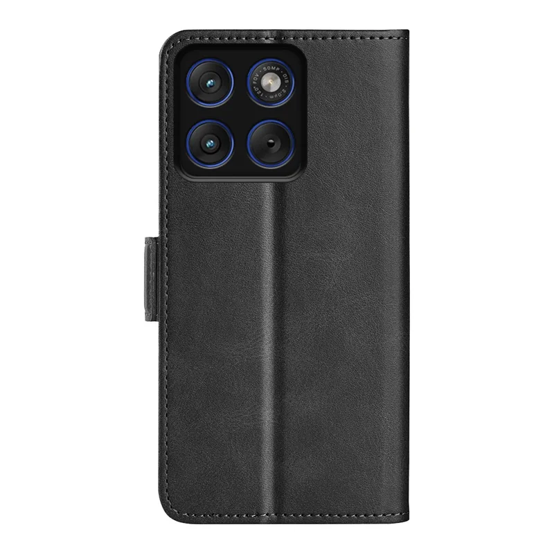 For Motorola Edge 70 Max 5G Case Calf Texture Leather Wallet Phone Cover - Black