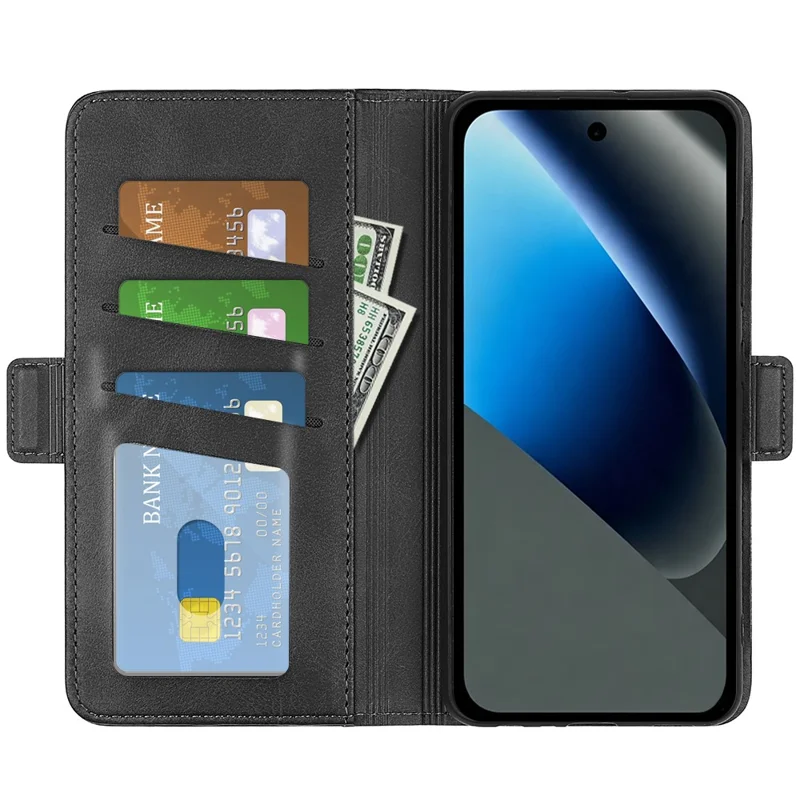 For Google Pixel 11a Case Calf Texture Leather Wallet Phone Cover - Black