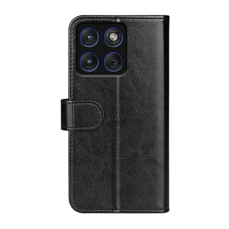 For Motorola Edge 70 Max 5G Case Crazy Horse Texture Stand Leather Phone Cover - Black