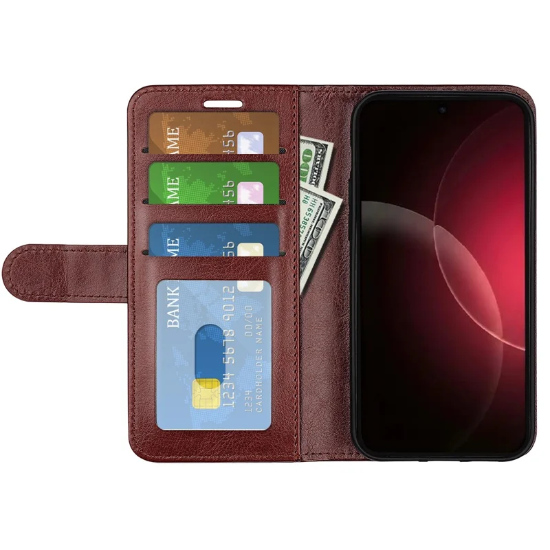 For Xiaomi 18 Pro Max Case Crazy Horse Texture Stand Leather Phone Cover - Brown