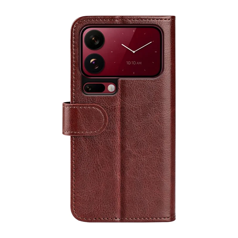 For Xiaomi 18 Pro Max Case Crazy Horse Texture Stand Leather Phone Cover - Brown