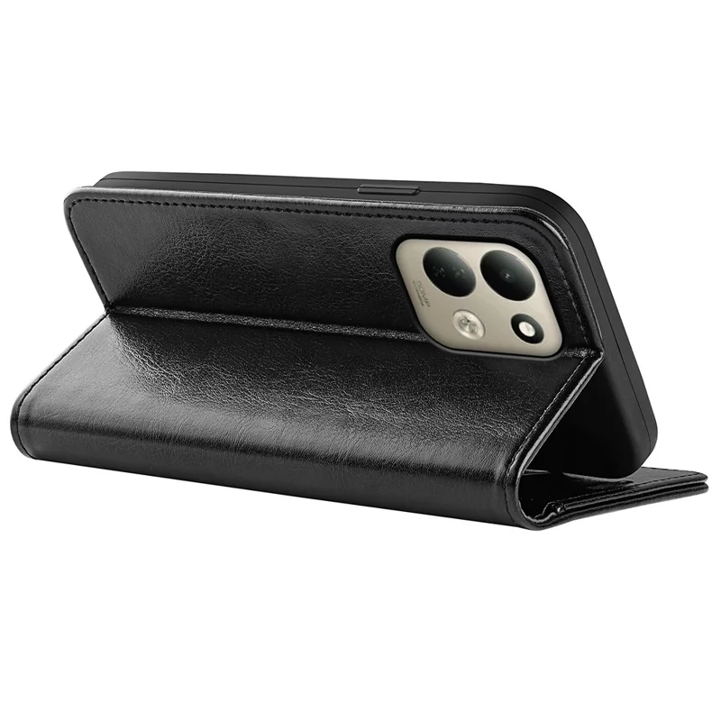 For Xiaomi Poco C95 Pro Case Crazy Horse Texture Stand Leather Phone Cover - Black