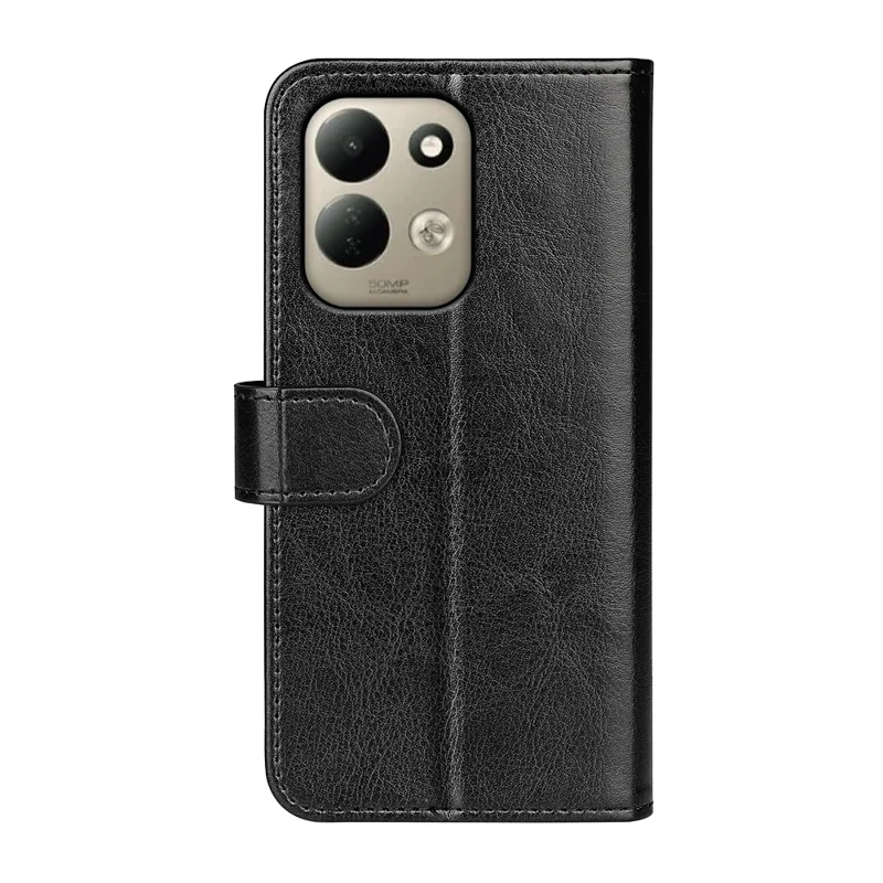 For Xiaomi Poco C95 Pro Case Crazy Horse Texture Stand Leather Phone Cover - Black