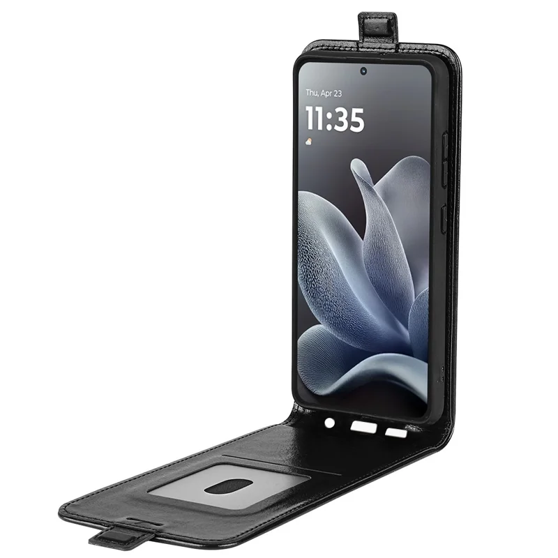 For Motorola Edge 70 Max 5G Case with Card Slots Vertical Flip Leather Phone Cover - Black