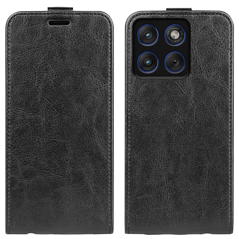 For Motorola Edge 70 Max 5G Case with Card Slots Vertical Flip Leather Phone Cover - Black