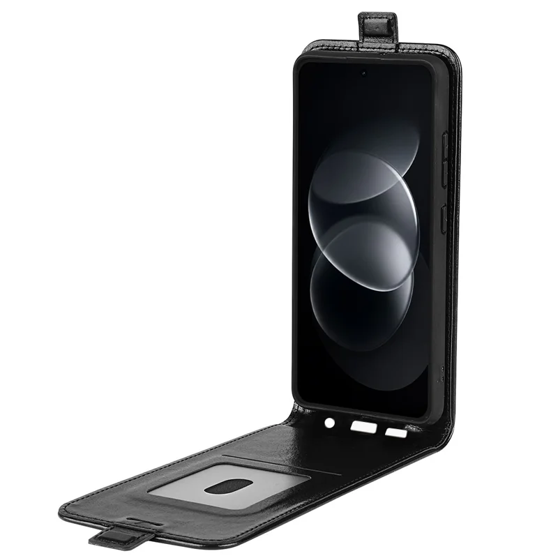 Für Nothing Phone (4b) Hülle mit Kartenfächern, vertikale Klappe, Ledertasche - Schwarz