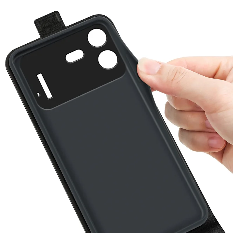 Für Nothing Phone (4b) Hülle mit Kartenfächern, vertikale Klappe, Ledertasche - Schwarz