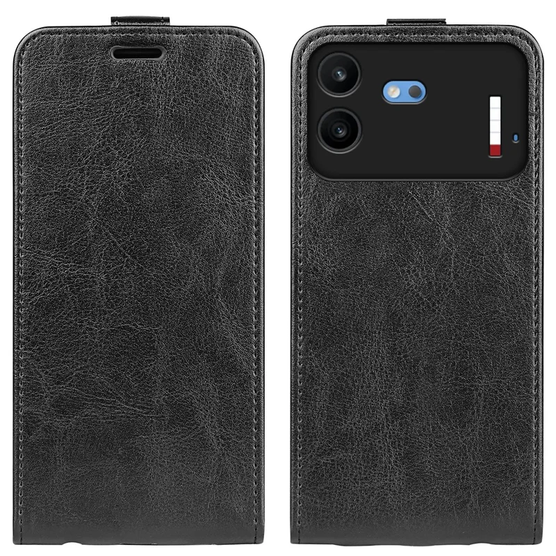 Für Nothing Phone (4b) Hülle mit Kartenfächern, vertikale Klappe, Ledertasche - Schwarz