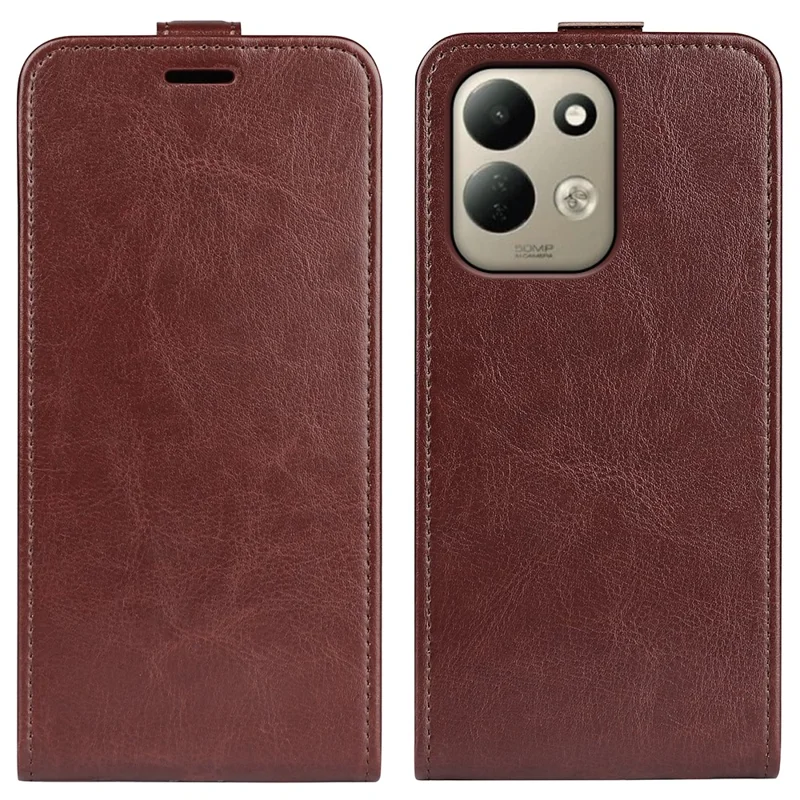For Xiaomi Poco C95 Pro Case with Card Slots Vertical Flip Leather Phone Cover - Brown