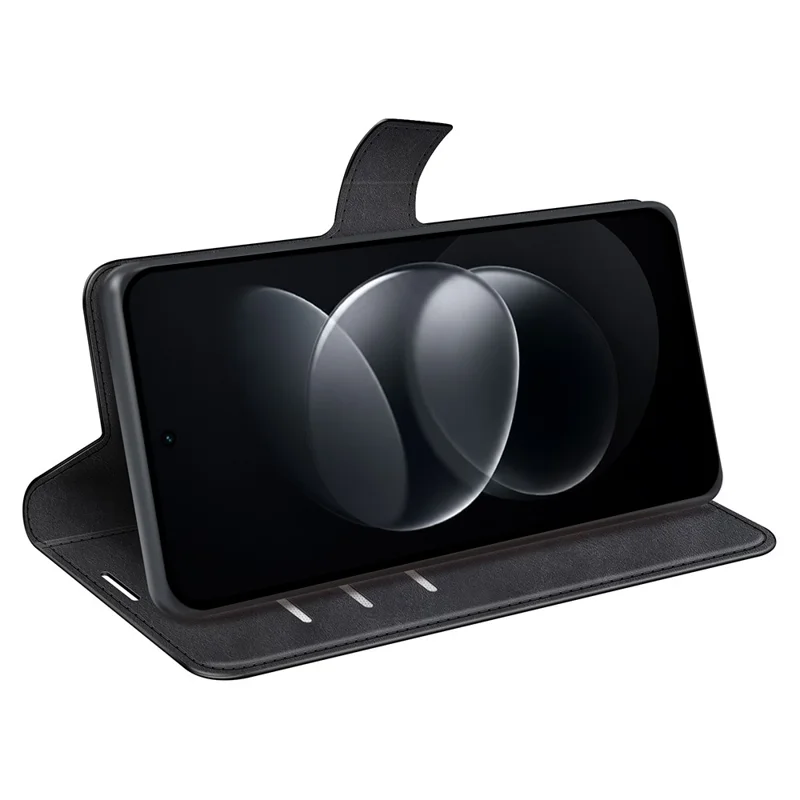 Für Nothing Phone (4b) Standtasche Anti-Scratch Kalbsleder-Optik Ledertasche - Schwarz