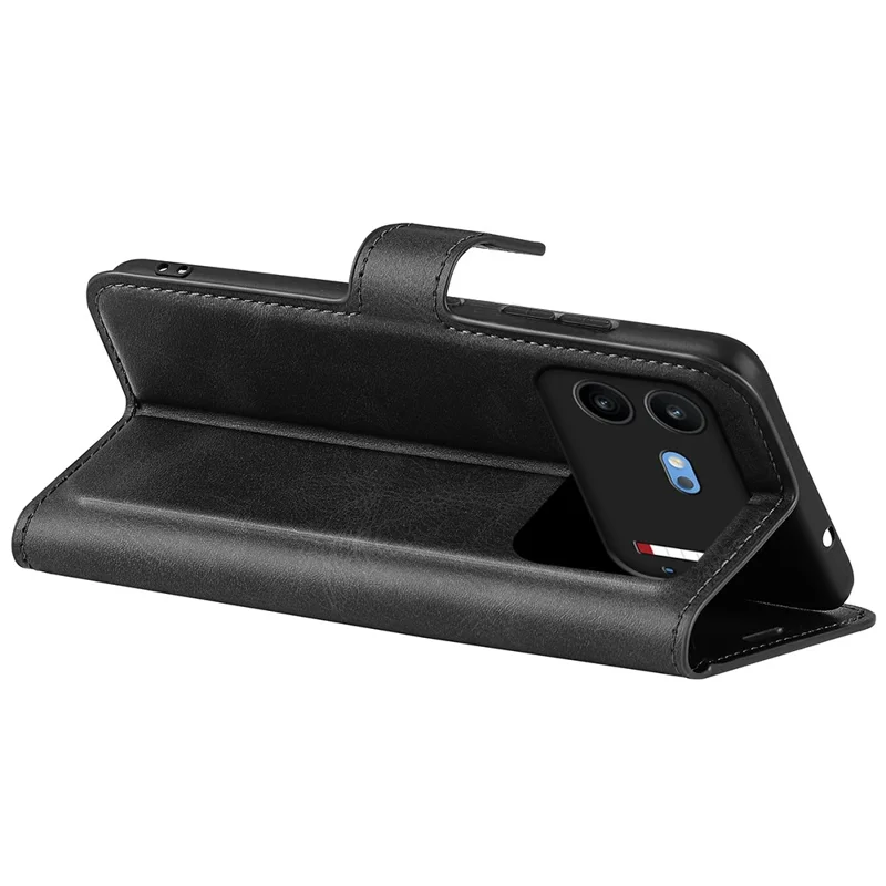 Für Nothing Phone (4b) Standtasche Anti-Scratch Kalbsleder-Optik Ledertasche - Schwarz