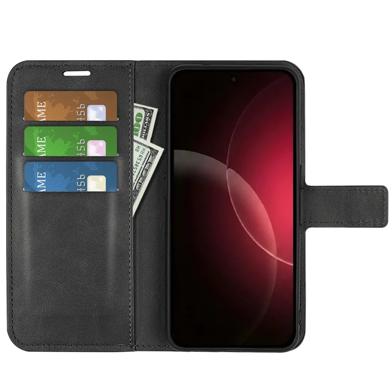For Xiaomi 18 Pro Stand Case Anti-Scratch Calf Texture Leather Phone Cover - Black