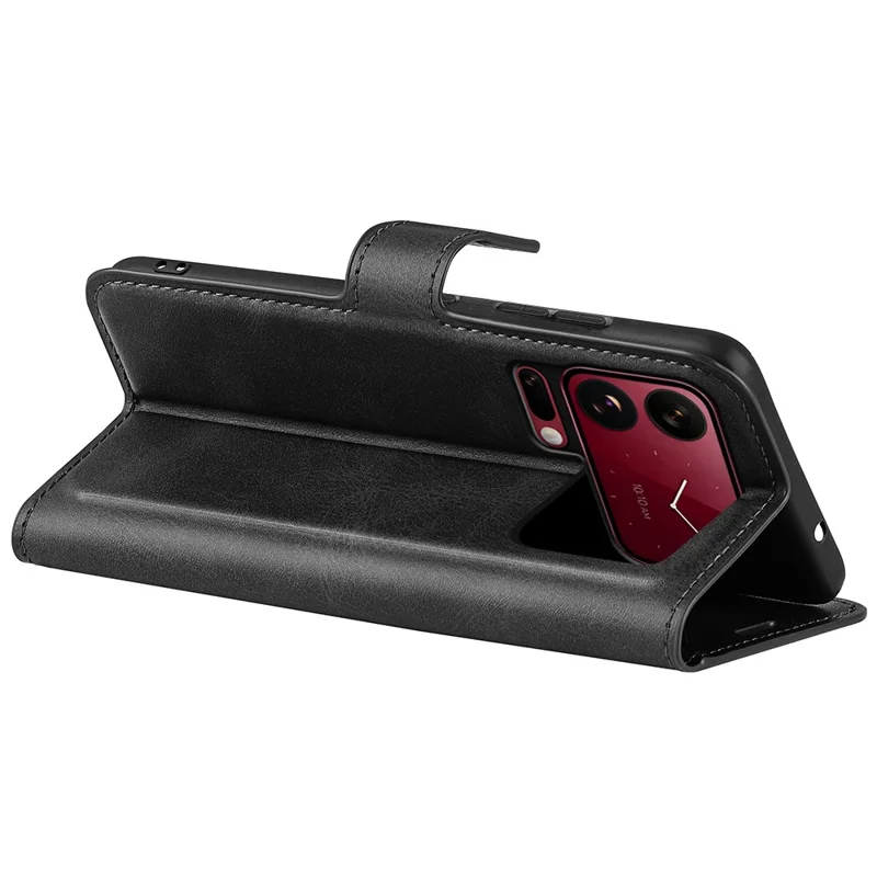 For Xiaomi 18 Pro Stand Case Anti-Scratch Calf Texture Leather Phone Cover - Black
