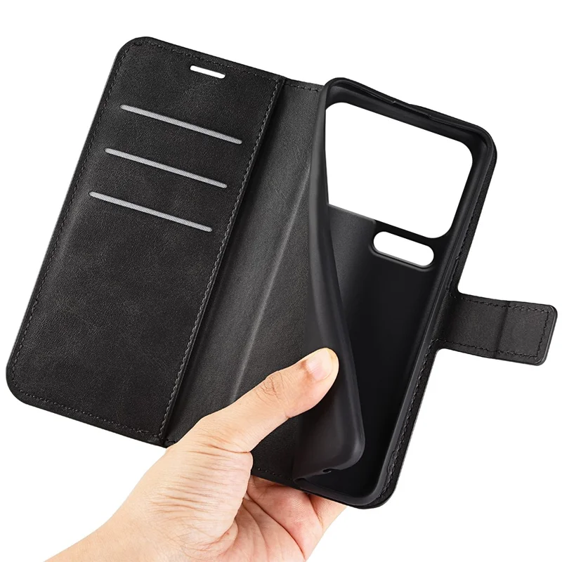 For Xiaomi 18 Pro Stand Case Anti-Scratch Calf Texture Leather Phone Cover - Black