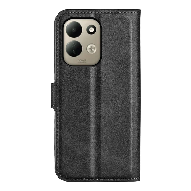 For Xiaomi Poco C95 Pro Stand Case Anti-Scratch Calf Texture Leather Phone Cover - Black