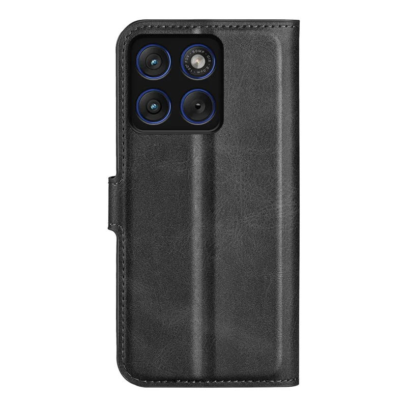 For Motorola Edge 70 Max 5G Stand Case Anti-Scratch Calf Texture Leather Phone Cover - Black
