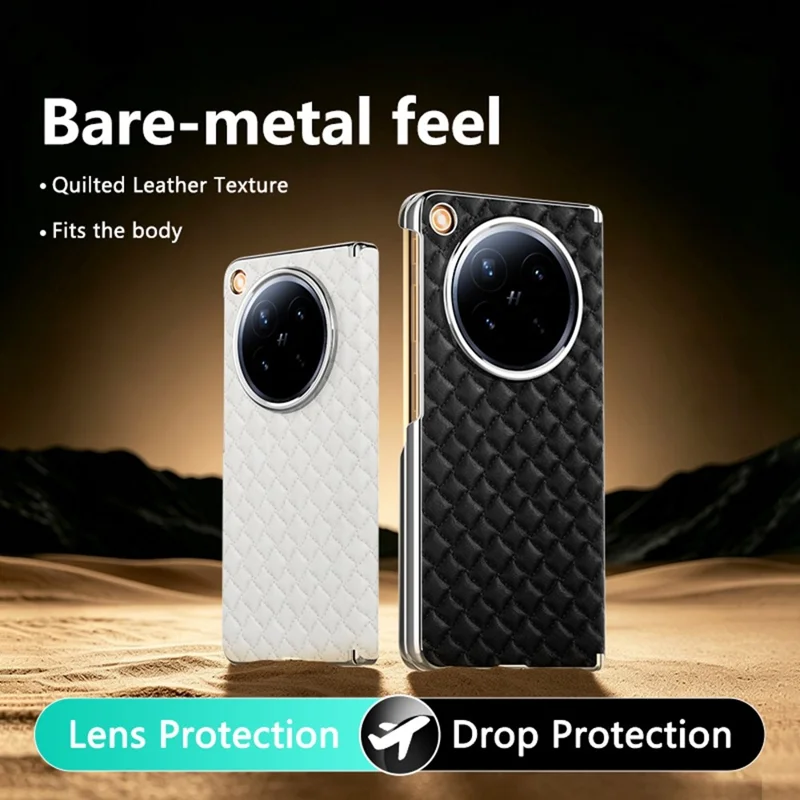 For Oppo Find N6 5G Magnetic Phone Case Electroplated Leather PC Phone Back Cover - Black