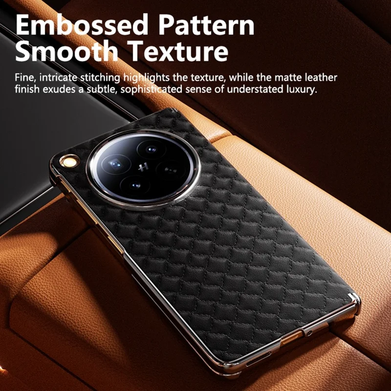 For Oppo Find N6 5G Magnetic Phone Case Electroplated Leather PC Phone Back Cover - Black