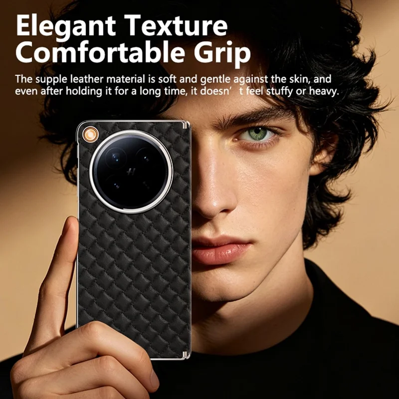 For Oppo Find N6 5G Magnetic Phone Case Electroplated Leather PC Phone Back Cover - Black