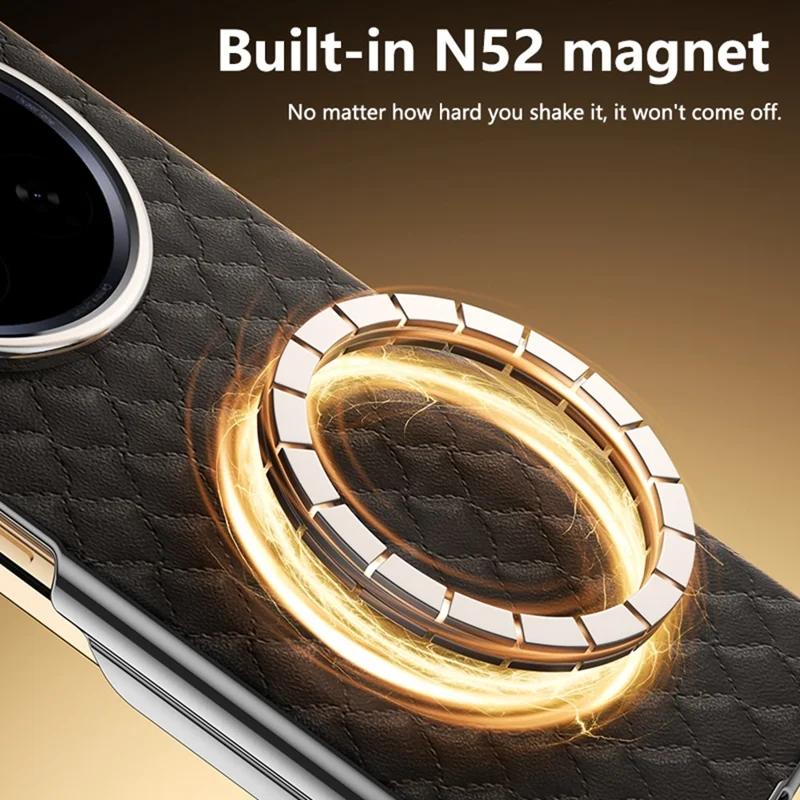 For Oppo Find N6 5G Magnetic Phone Case Electroplated Leather PC Phone Back Cover - Black