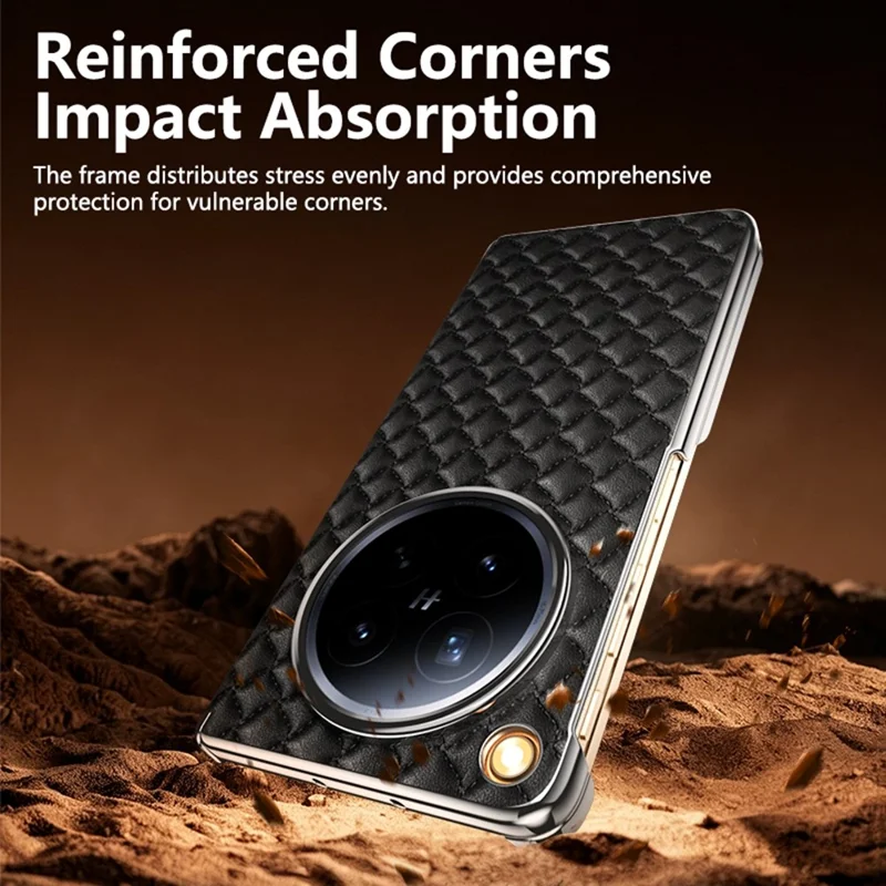 For Oppo Find N6 5G Magnetic Phone Case Electroplated Leather PC Phone Back Cover - Black