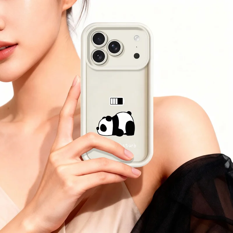Phone Case for iPhone 18 Pro Max Panda Printed Soft TPU Mobile Back Cover - White