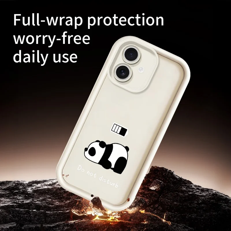 For iPhone 17 hoesje met bedrukte panda op zacht TPU achterkant - Wit