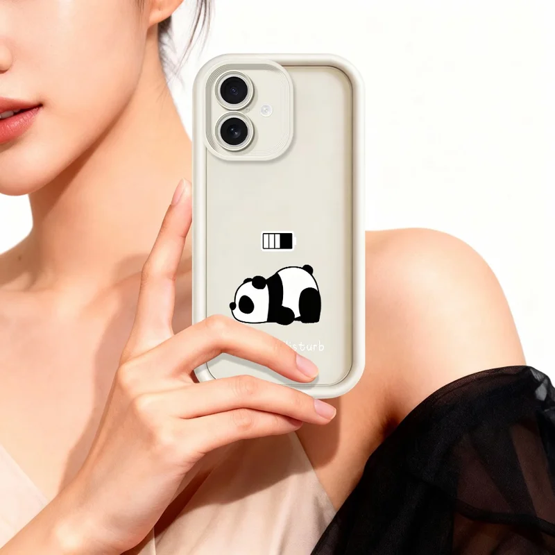 For iPhone 17 hoesje met bedrukte panda op zacht TPU achterkant - Wit