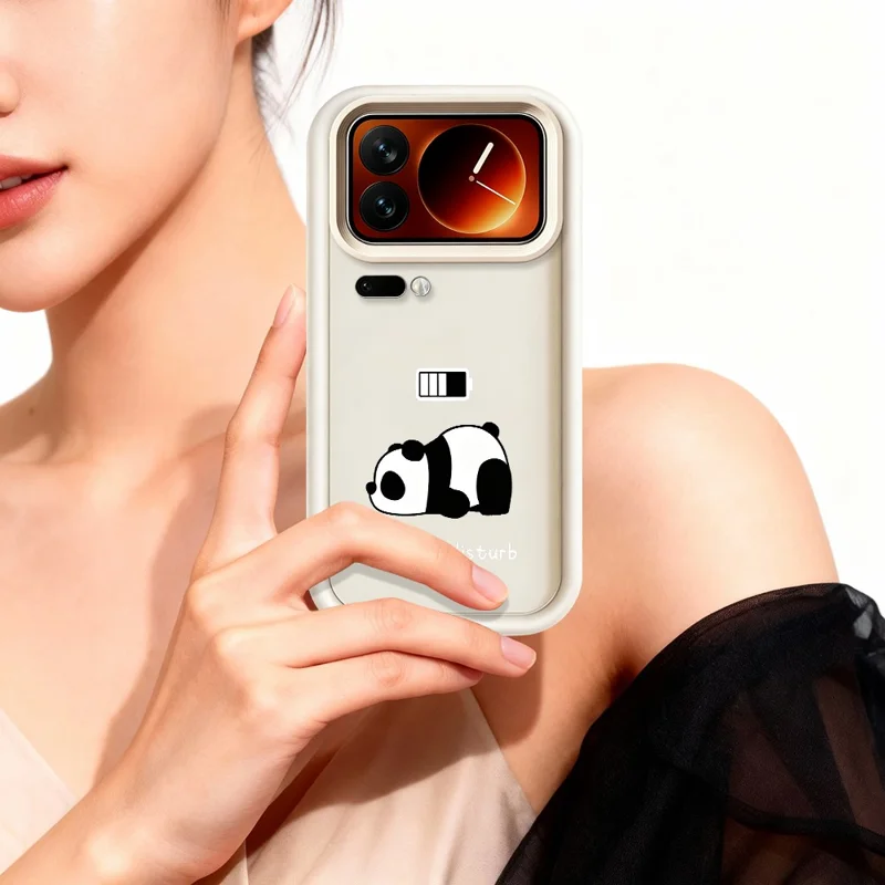 For Xiaomi 17 Pro Phone Case Panda Printed Soft TPU Mobile Back Cover - White
