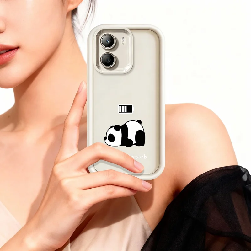 Coque de téléphone pour Xiaomi Poco X7 Pro 5G, imprimé Panda, arrière en TPU souple - Blanc