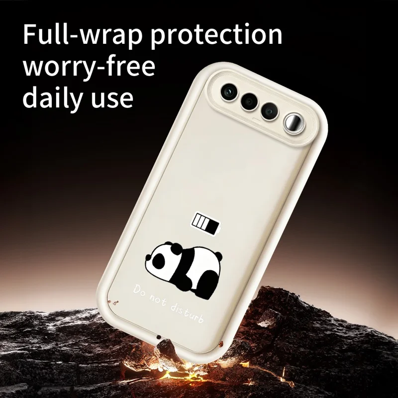 Capa de Telemóvel Macia TPU Estampada com Panda para Realme 16 5G - Branco