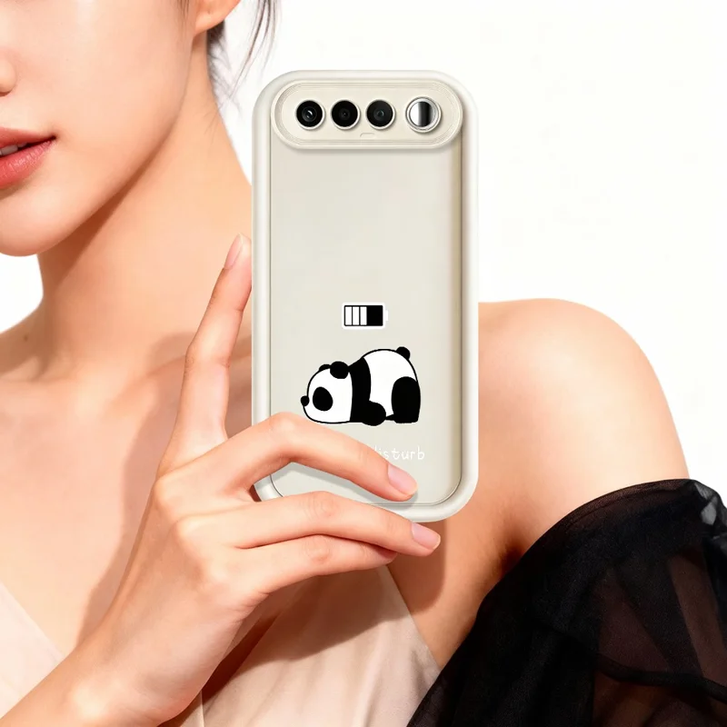 Capa de Telemóvel Macia TPU Estampada com Panda para Realme 16 5G - Branco