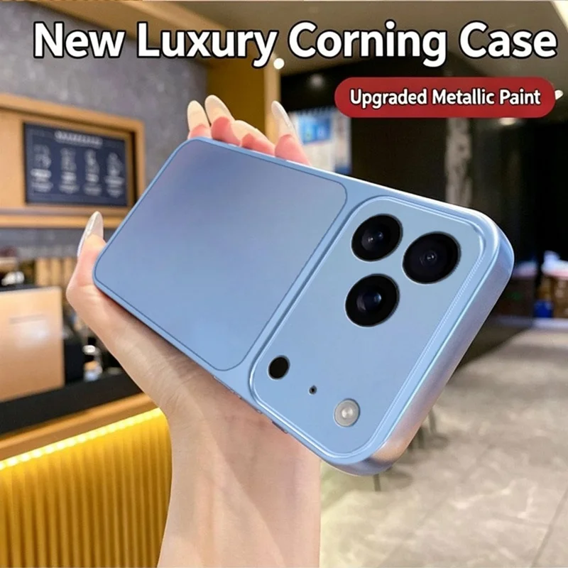 Soft Phone Case for iPhone 18 Pro  /  17 Pro Metallic Painted TPU + PC Mobile Back Cover - Blue
