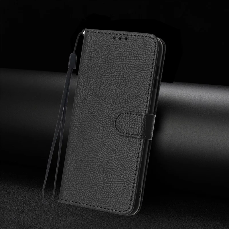 For Google Pixel 11 / 11 Pro Wallet Case Litchi Texture Leather Flip Cover with Card Slots and Hand Strap - Black