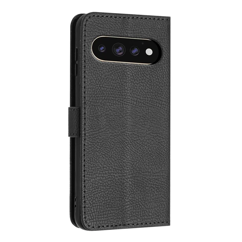 For Google Pixel 11 Pro XL Wallet Case Litchi Texture Leather Flip Cover with Card Slots and Hand Strap - Black