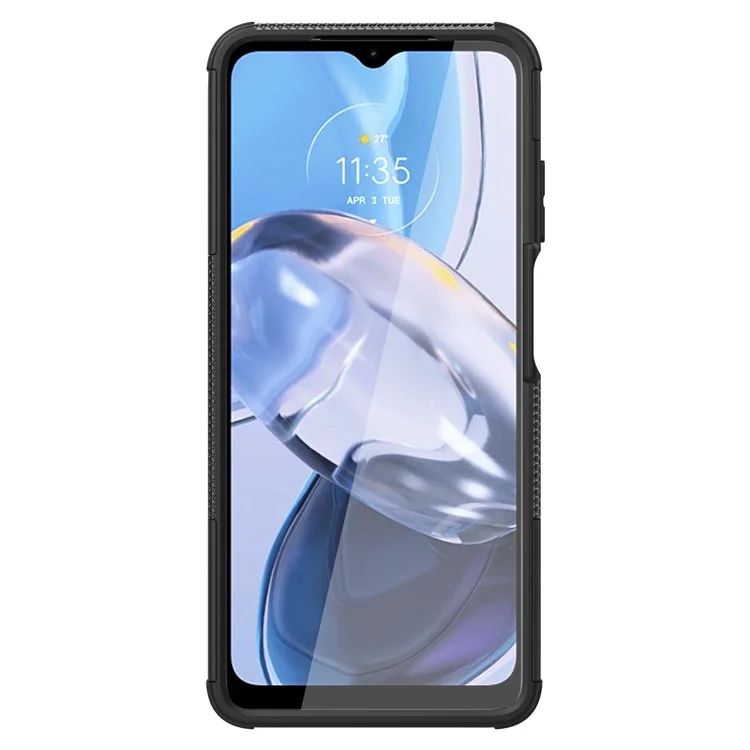 Per Motorola Moto E22 4G Custodia Telefonica in Policarbonato Rigido + TPU Antiscivolo con Motivo a Pneumatico - Nero