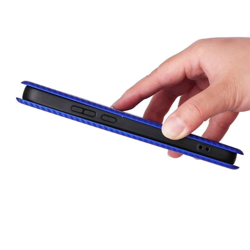 For Nothing Phone (4b) Phone Case Carbon Fiber Texture Drop-Proof PU Leather Phone Cover - Blue