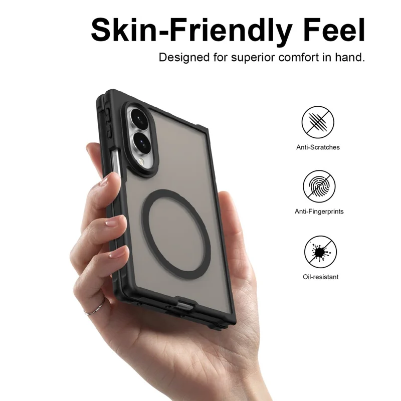 For Samsung Galaxy Z Fold8 Magnetic Case Anti Drop Matte PC + TPU Phone Cover - Black