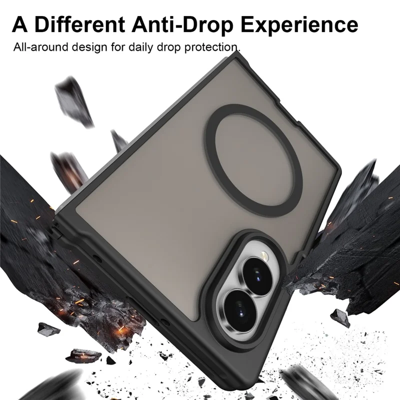 For Samsung Galaxy Z Fold8 Magnetic Case Anti Drop Matte PC + TPU Phone Cover - Black
