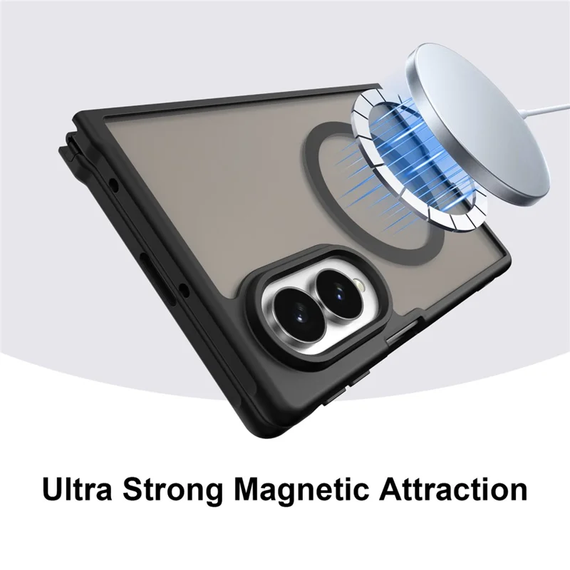 For Samsung Galaxy Z Fold8 Magnetic Case Anti Drop Matte PC + TPU Phone Cover - Black