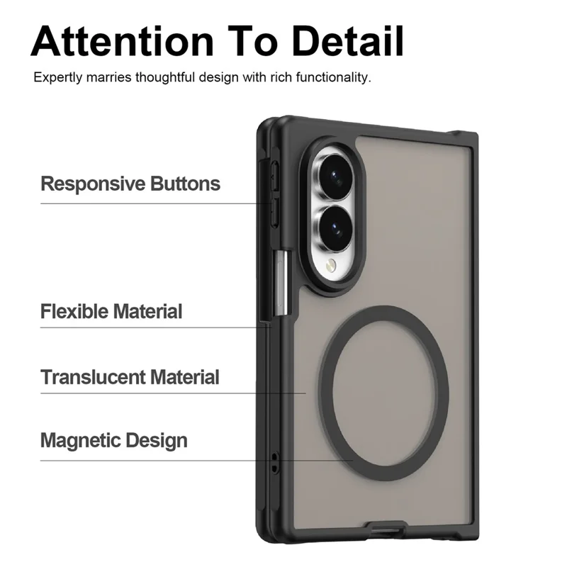 For Samsung Galaxy Z Fold8 Magnetic Case Anti Drop Matte PC + TPU Phone Cover - Black