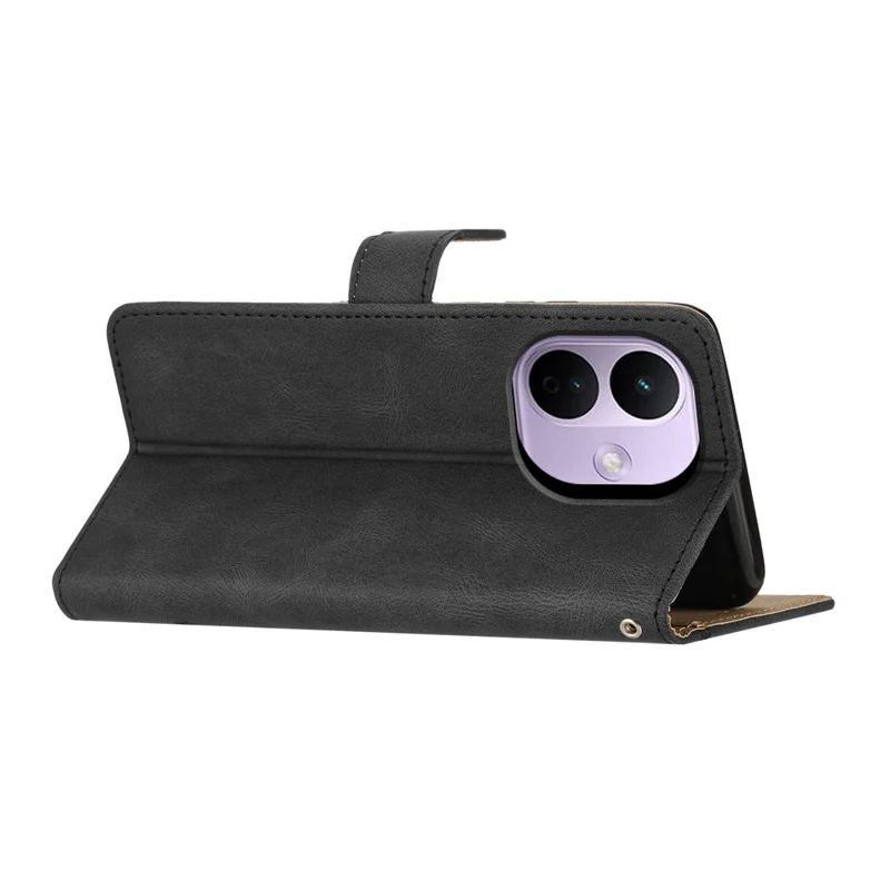 For Xiaomi Redmi Note 17 Pro 5G Case Crazy Horse Texture PU Leather Wallet Stand Phone Cover - Black