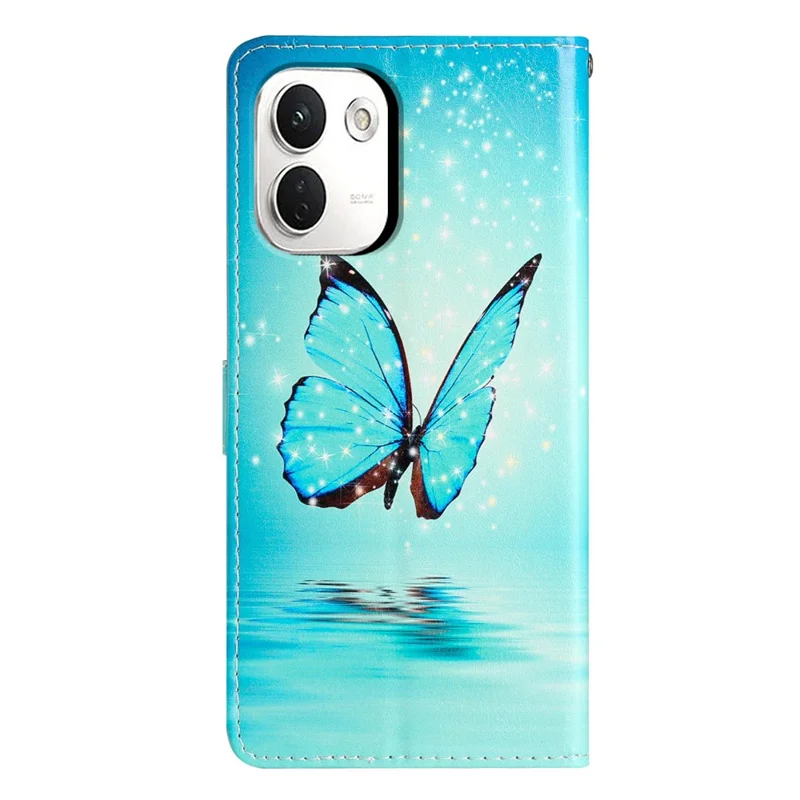 For Xiaomi Redmi Note 17 Pro+ 5G / Note 17 Pro Max 5G Wallet Case PU Leather Pattern Printing Stand Phone Cover with Strap - Blue Butterfly