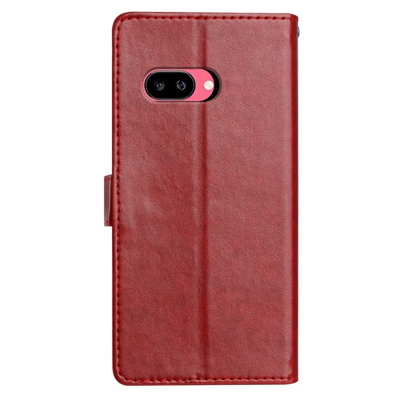 For Google Pixel 11a Leather Case Wallet Stand Phone Cover with Handy Strap - Red